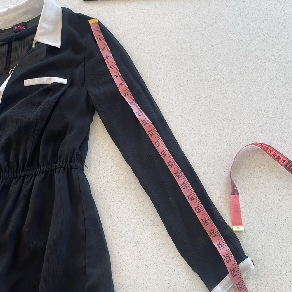 2b Bebe Long Sleeve Colorblock Shirtdress - Black/White - Size M - Picture 10 of 11